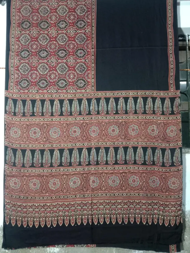 Half Black and Half  Red Ajrakh Print.webp