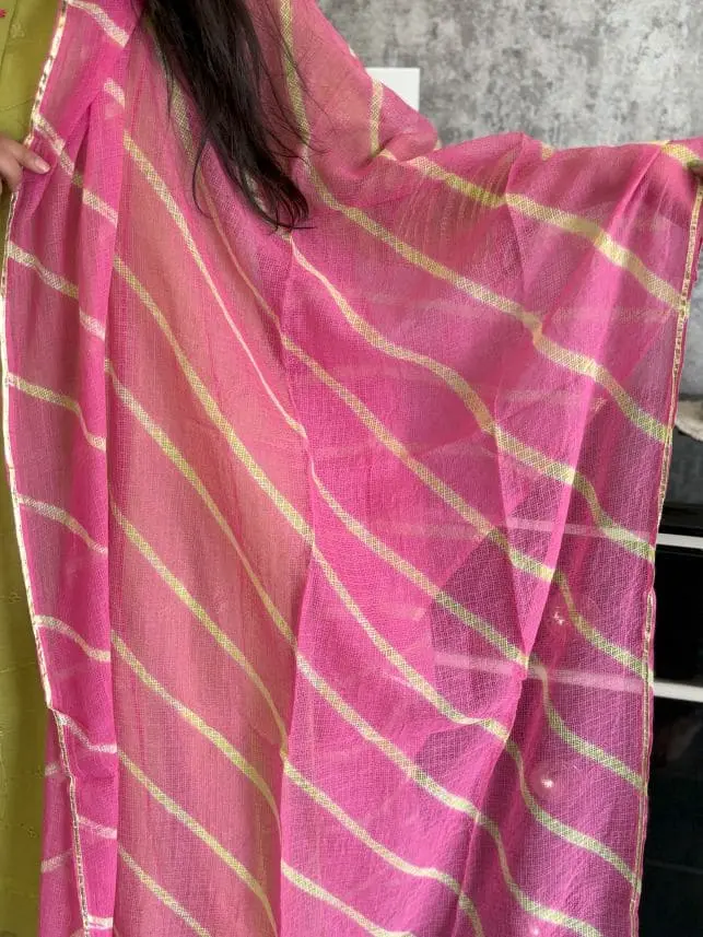 Yellow 3pc Suit with Contrast Leheriya Dupatta 4.webp