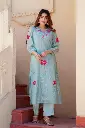 Stylish pastel Blue embroidered Suit set 5.webp