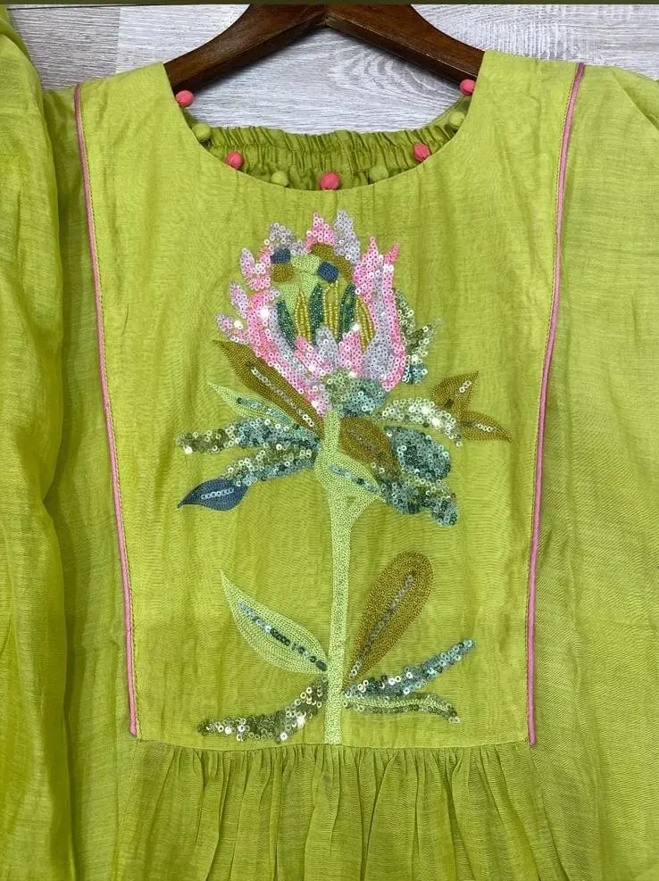 Puff Sleeve and hand Embroidered  Suit.webp