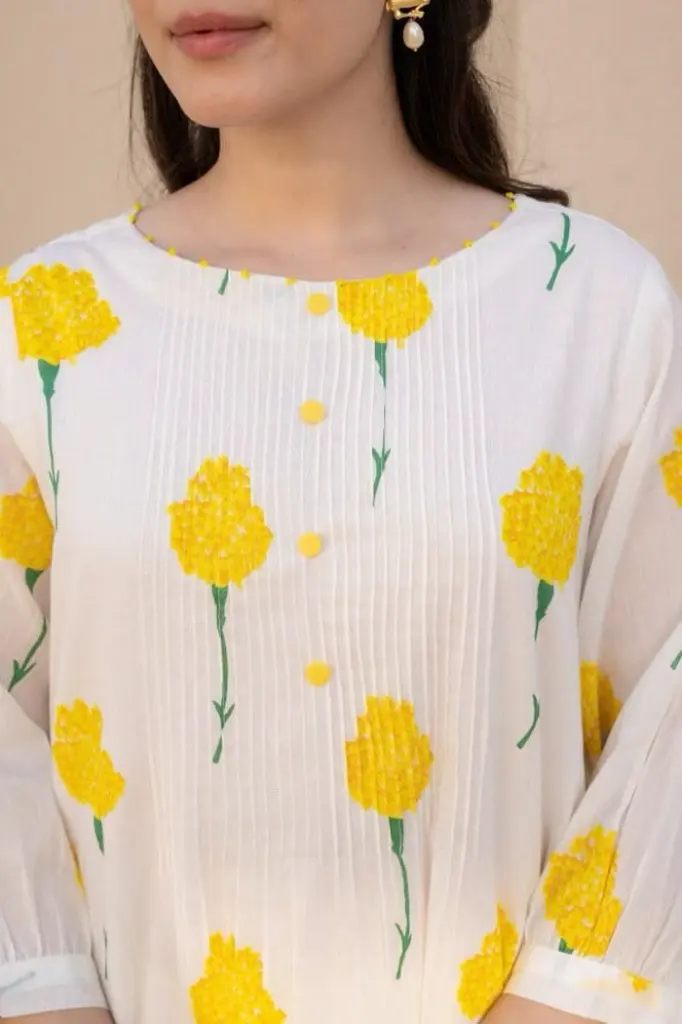 White and Yellow Block Print Kurta Pant Set (2).webp