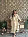 White Hand Print Dress Ankle length .webp