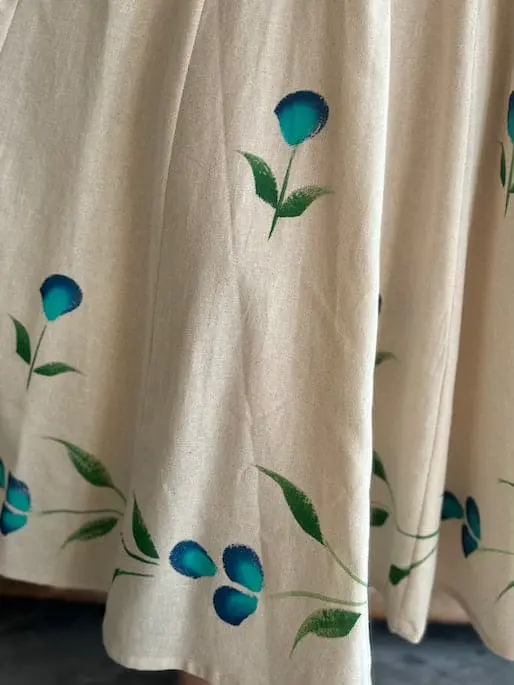 White Hand Print Dress Ankle length.webp