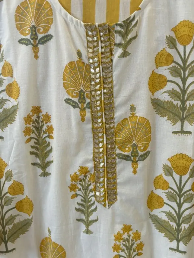 Yellow Block Print Strip Pant Suit (1).webp