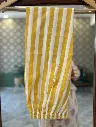 Yellow Block Print Strip Pant Suit.webp
