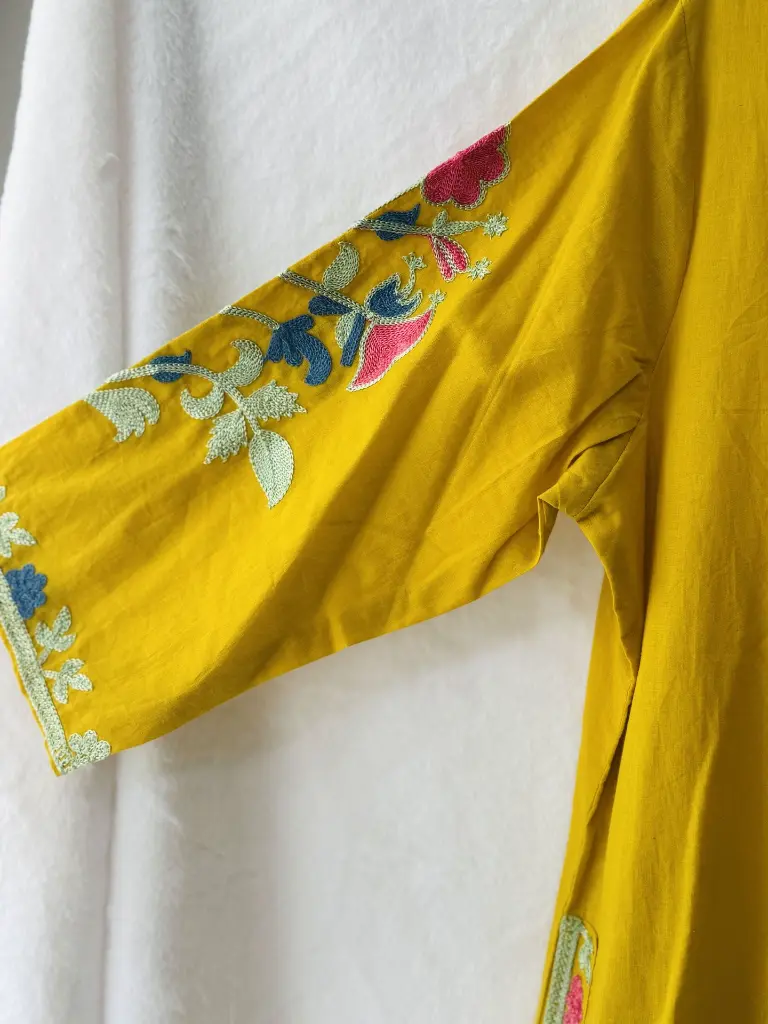 Yellow Cotton Silk with Thread work Suit 3.webp