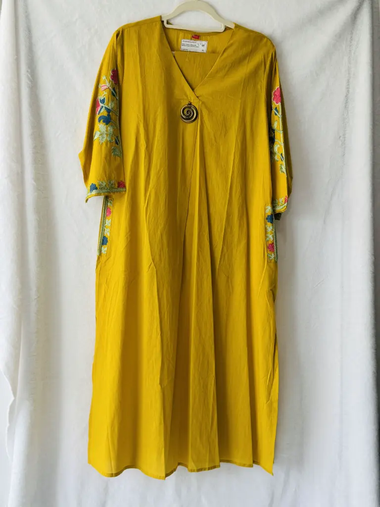 Yellow Cotton Silk with Thread work Suit 2.webp