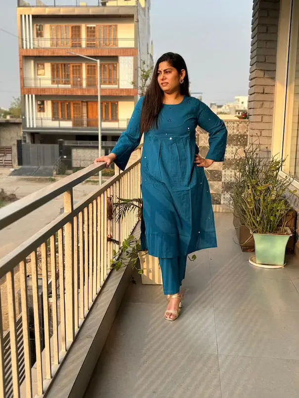 Blue Mirror Kurta Pant Set blue (2).webp