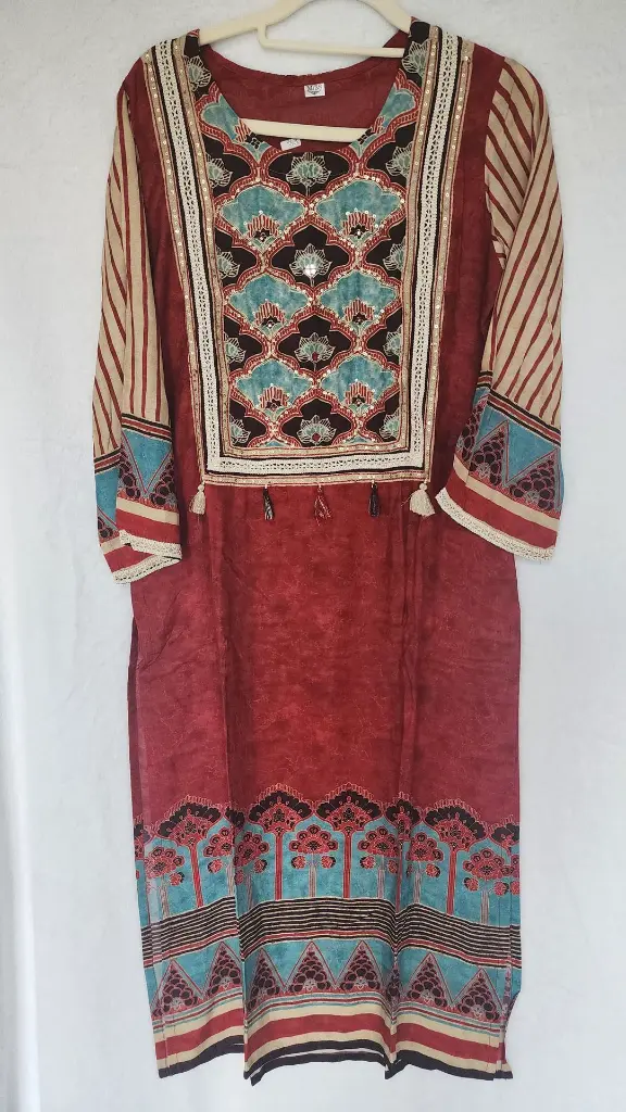 Red Crape Suit with digital Print.webp