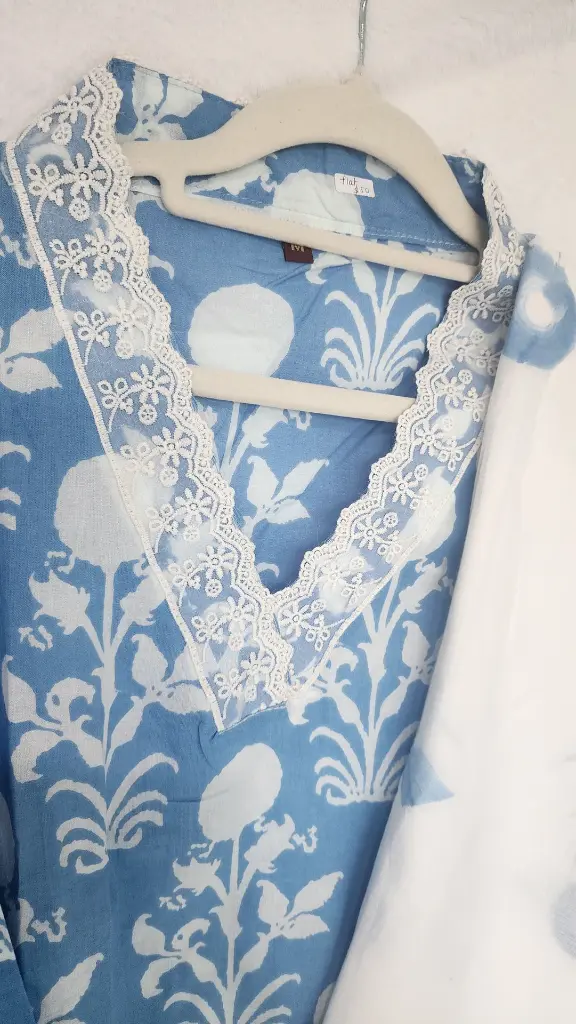 Lace with Flower Design Suit Blue 2.webp