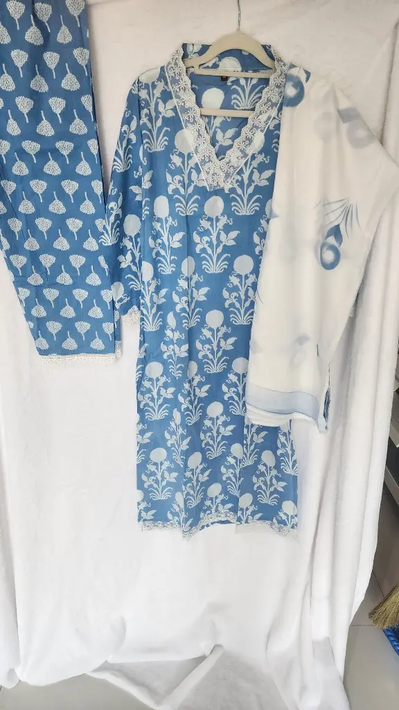 Lace with Flower Design Suit Blue 5.webp