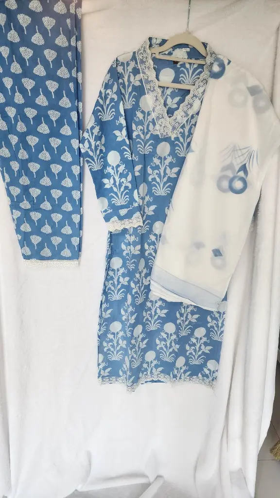 Lace with Flower Design Suit Blue 1.webp