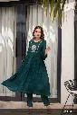 Bottle Green   Chinnon   Party Wear Monocrome Suit with Side gathers and work 1.webp