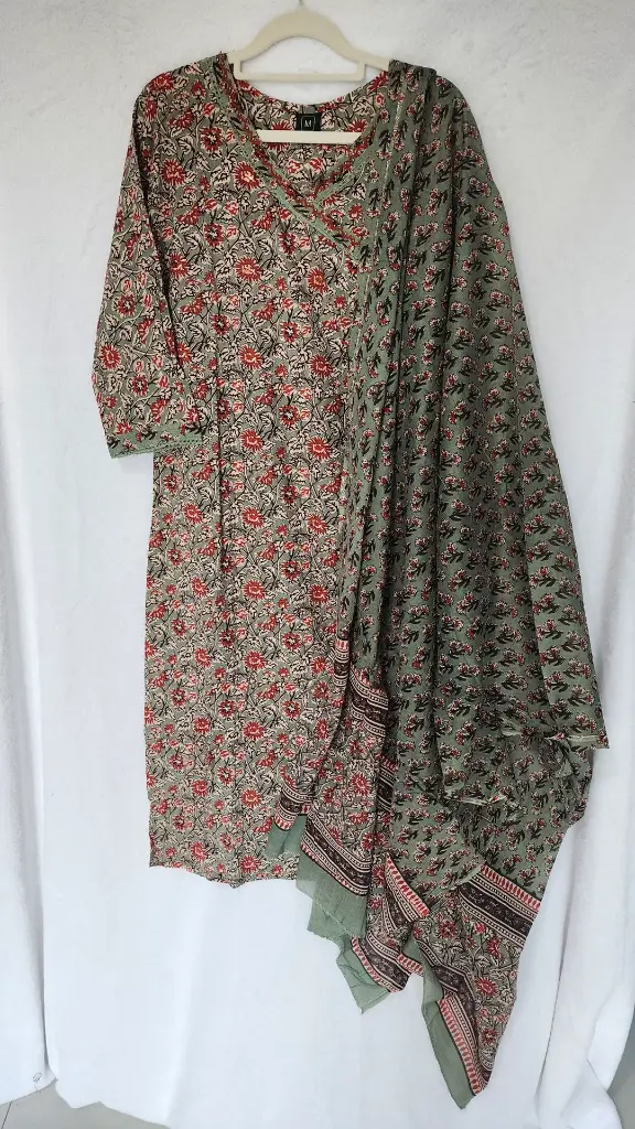 Cotton Light Green with Red flower design2.webp
