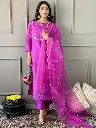 Lilac 3 pc Suit with gota patti work on Yoke with Organza Dupatta 9.webp