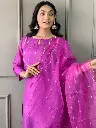 Lilac 3 pc Suit with gota patti work on Yoke with Organza Dupatta 10.webp