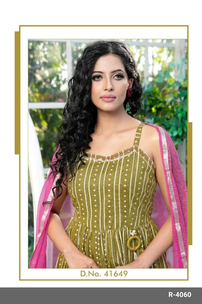 Beautyful Green striped Suit with Noodle Traps pink Dupatta1.webp