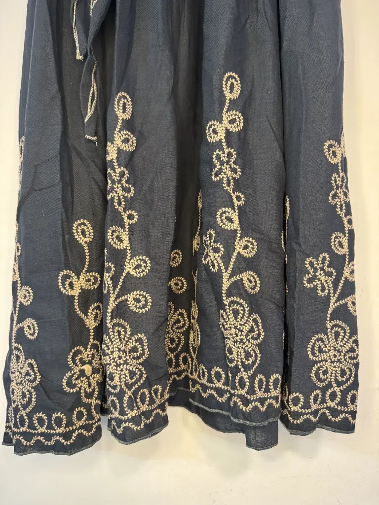 Pure cotton Hand-embroidered Dress for women (Navy Blue)3.webp