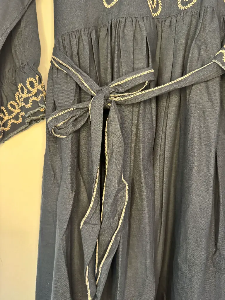 Pure cotton Hand-embroidered Dress for women (Navy Blue)4.webp