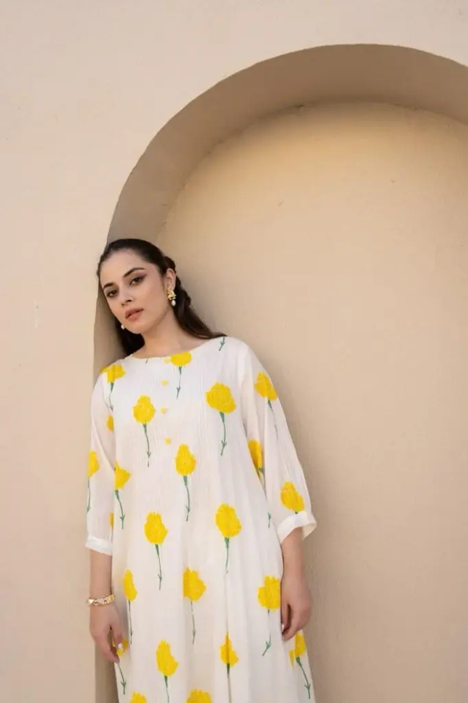 White and Yellow Block Print Kurta Pant Set (3).webp