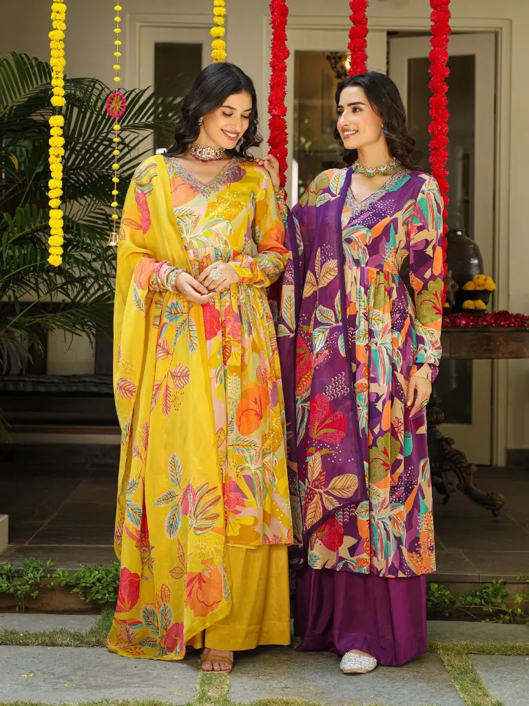 Yellow and Purple Premium Crape Party Wear Suit (3).webp