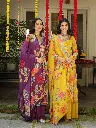 Yellow and Purple Premium Crape Party Wear Suit.webp