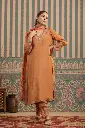 Rust light Brown  Chinnon  3 pc Suit with net with work on pant3.webp