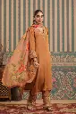 Rust light Brown  Chinnon  3 pc Suit with net with work on pant4.webp