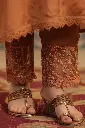 Rust light Brown  Chinnon  3 pc Suit with net with work on pant2.webp