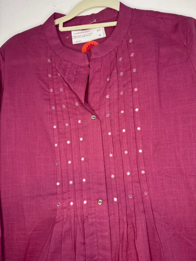 Wine Color Cotton Kurta Pant Set2.webp
