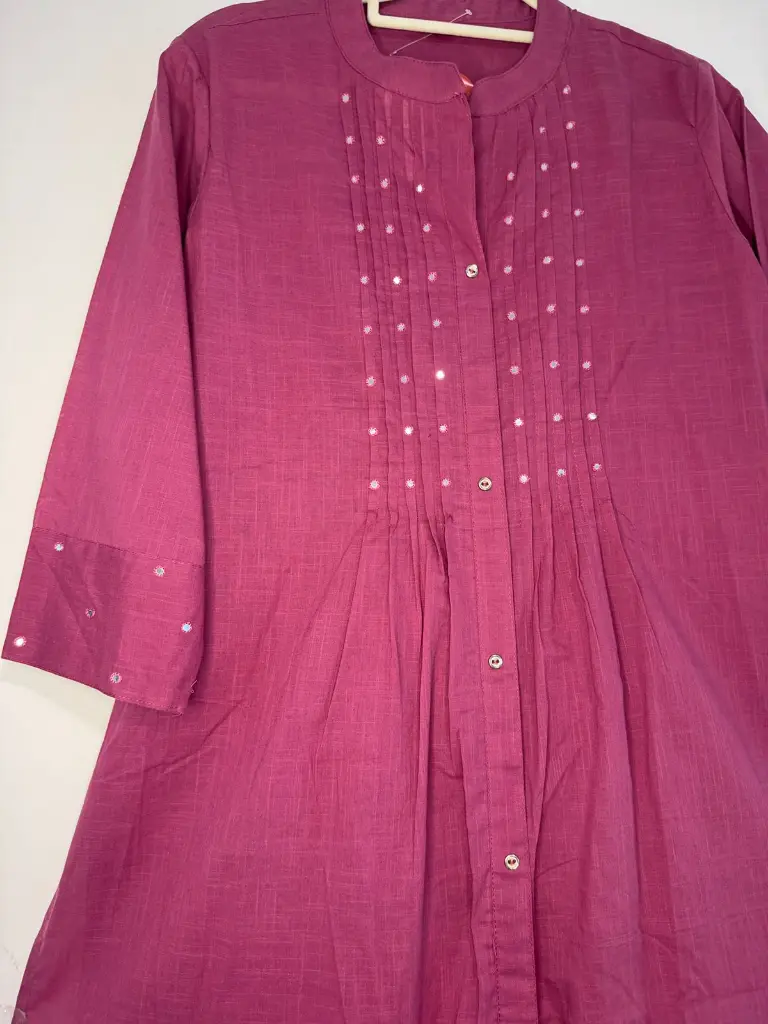 Wine Color Cotton Kurta Pant Set.webp