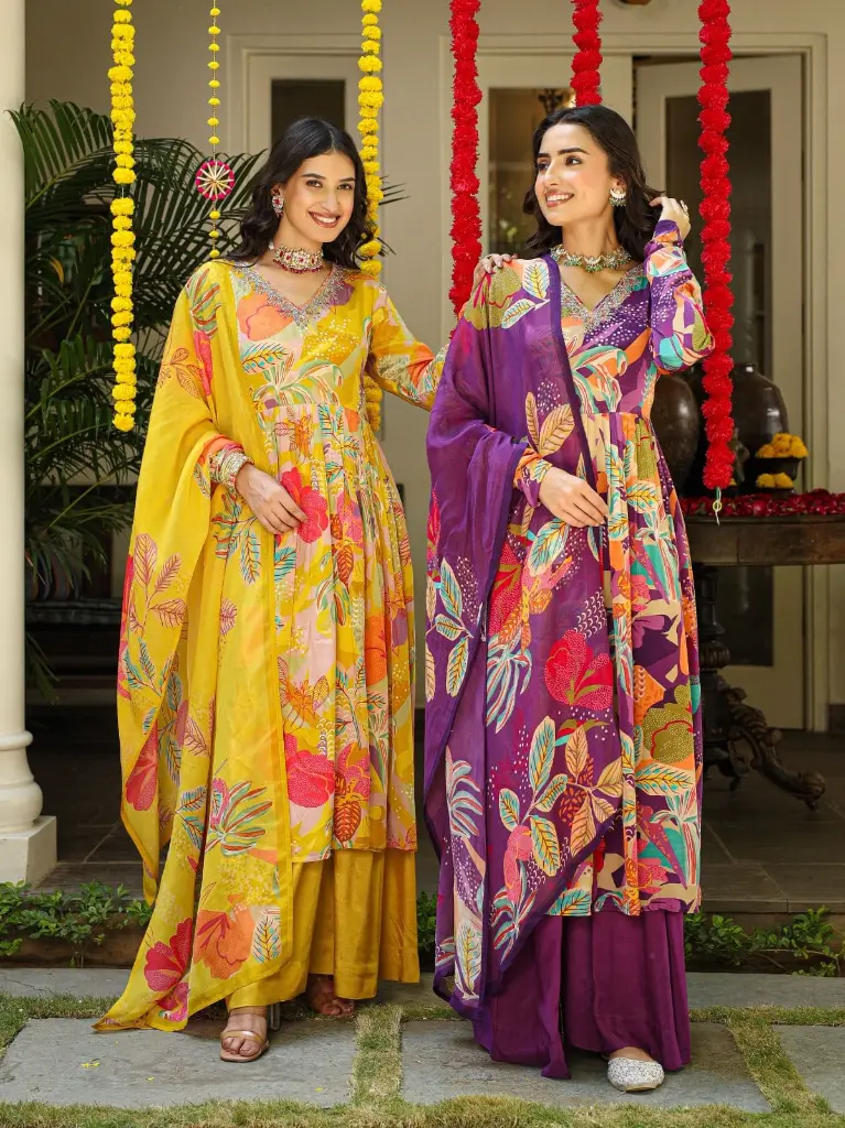 Yellow and Purple Premium Crape Party Wear Suit (2).webp