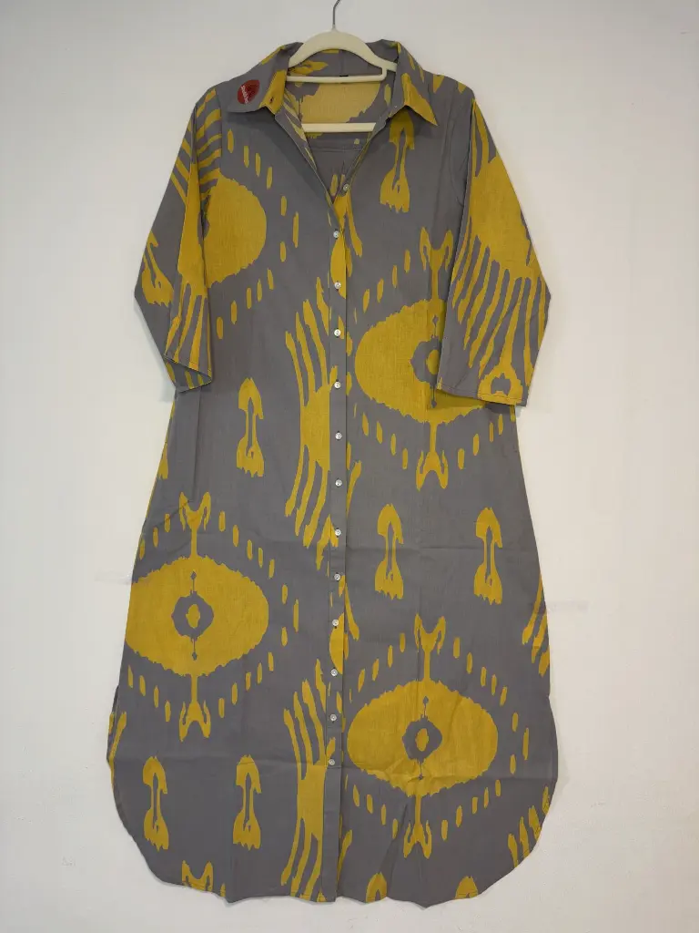 Grey   Cotton  Grey Shirt style Long Dress1.webp