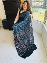 Classy Blue Ajarakh Saree Singapore - Shuddh Desi SG 3.webp