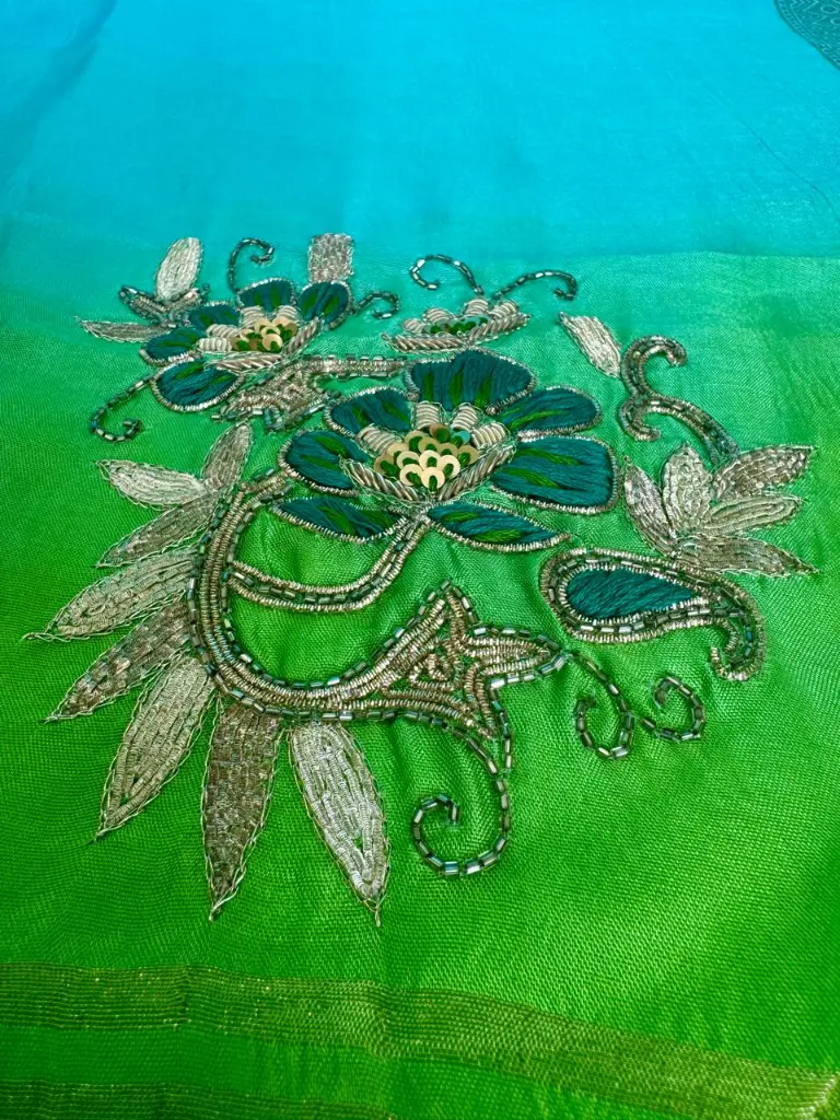 Munga Silk with Zardozi work and Jari Border-Shudhdesi Sg.webp
