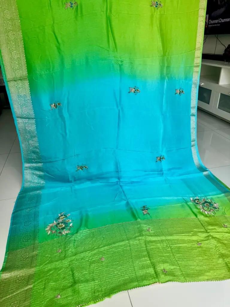Munga Silk with Zardozi work and Jari Border-Shudhdesi Sg 2.webp