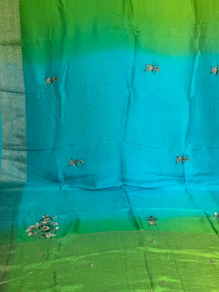 Munga Silk with Zardozi work and Jari Border-Shudhdesi Sg 3.webp