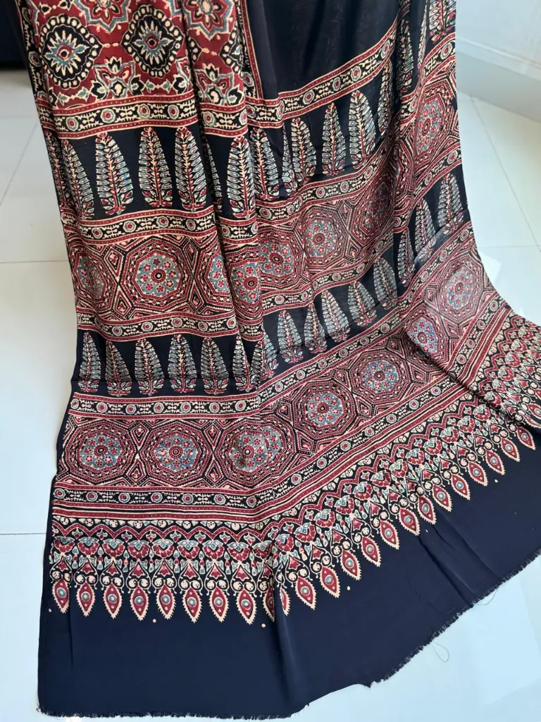 Black and Red   Ajrak Modal Half half- Shuddhdesi sg 1.webp