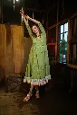 Green Pure Cotton Jamdani Dress .webp