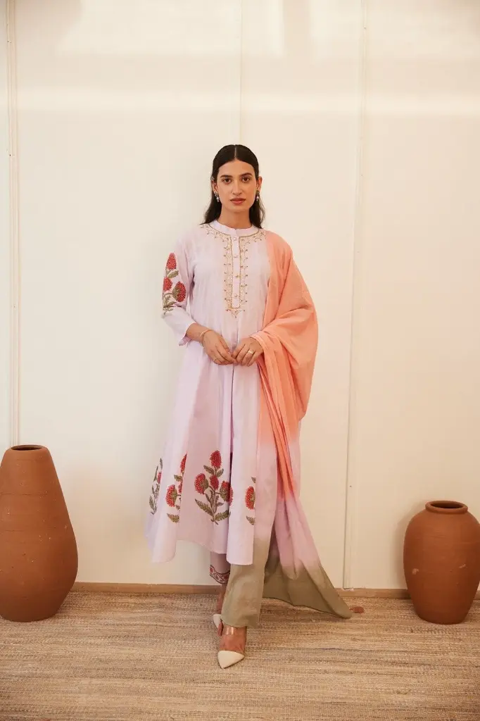 Lavender Anarkali Set Block Print 1.webp