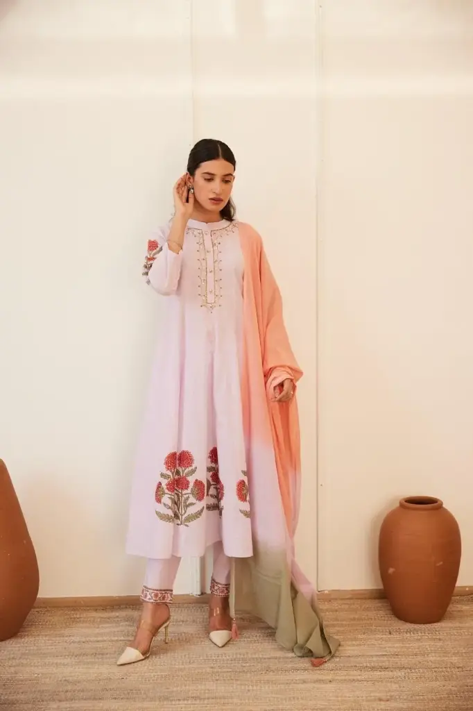 Lavender Anarkali Set Block Print 2.webp