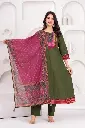 Mehendi Green 3pc with tassels on Yolk Pink Dupatta 1.webp