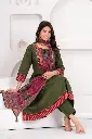 Mehendi Green 3pc with tassels on Yolk Pink Dupatta 5.webp