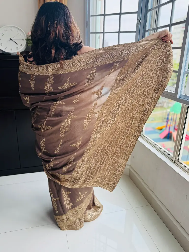 Light Coffee colour organza Saree-Shuddhdesi Sg 3.webp