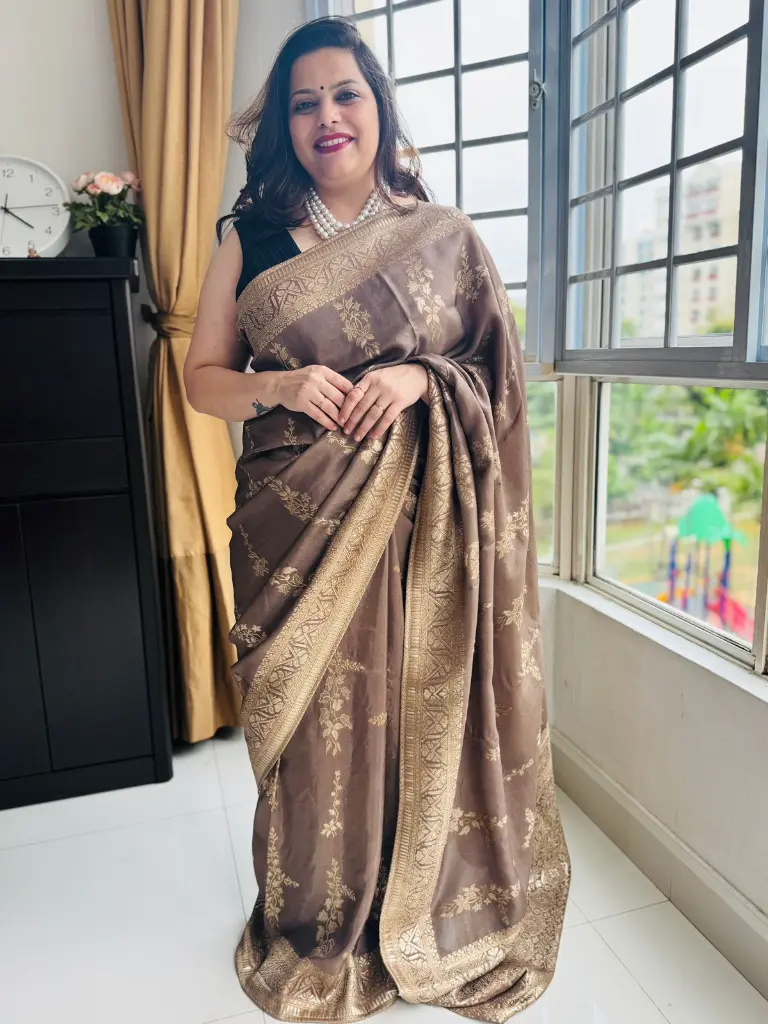 Light Coffee colour organza Saree-Shuddhdesi Sg 1.webp