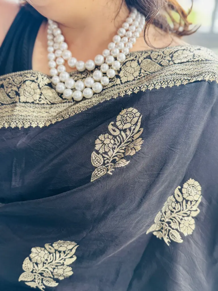 Black Organza Zari border Saree-Shuddhdesi Sg 2.webp