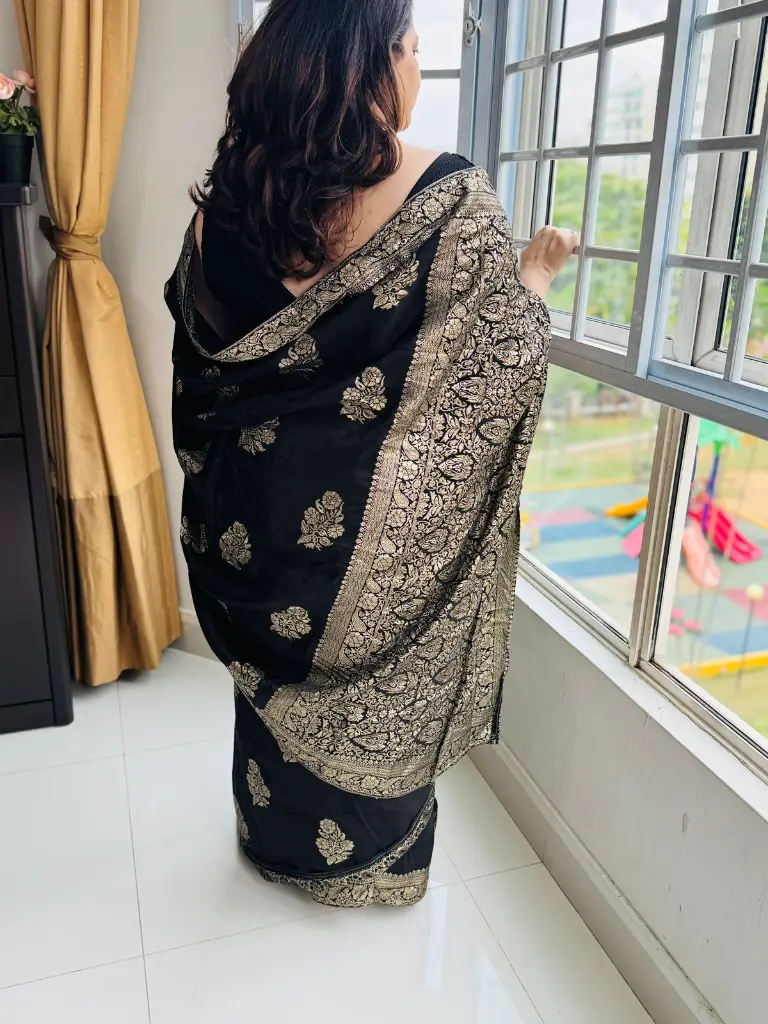 Black Organza Zari border Saree-Shuddhdesi Sg 3.webp