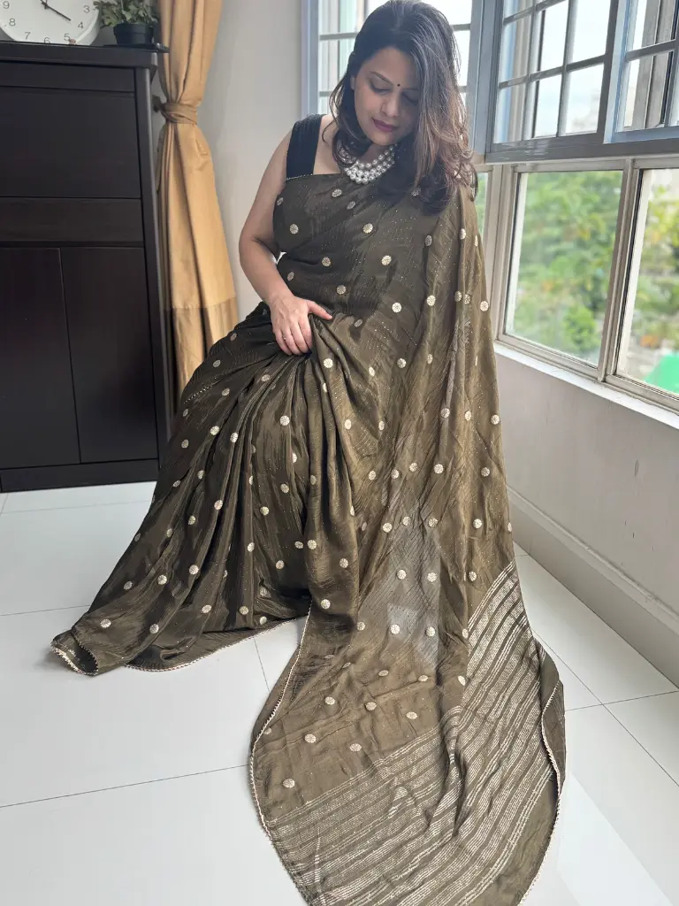 Pestal light Heena (Mehendi)  Premium organza silk 5.webp