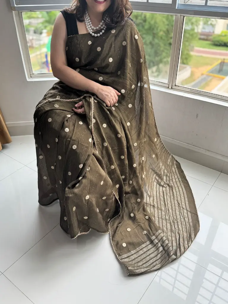 Pestal light Heena (Mehendi)  Premium organza silk 6.webp