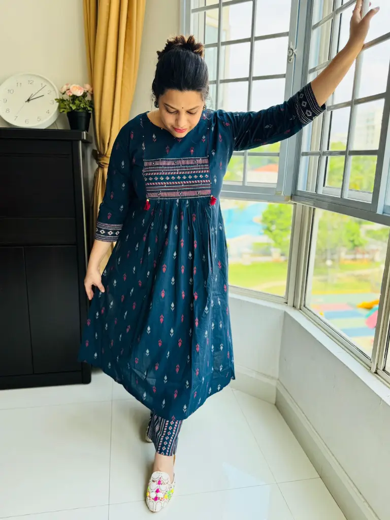 Cotton Navy Blue Kurta Pant Set-Shuddhdesi Sg.webp